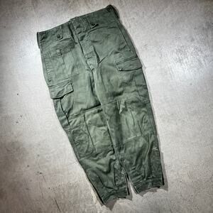 Vintage 1980 SEYNTEX Military Cargo Pants Olive Green Double Knee Medium